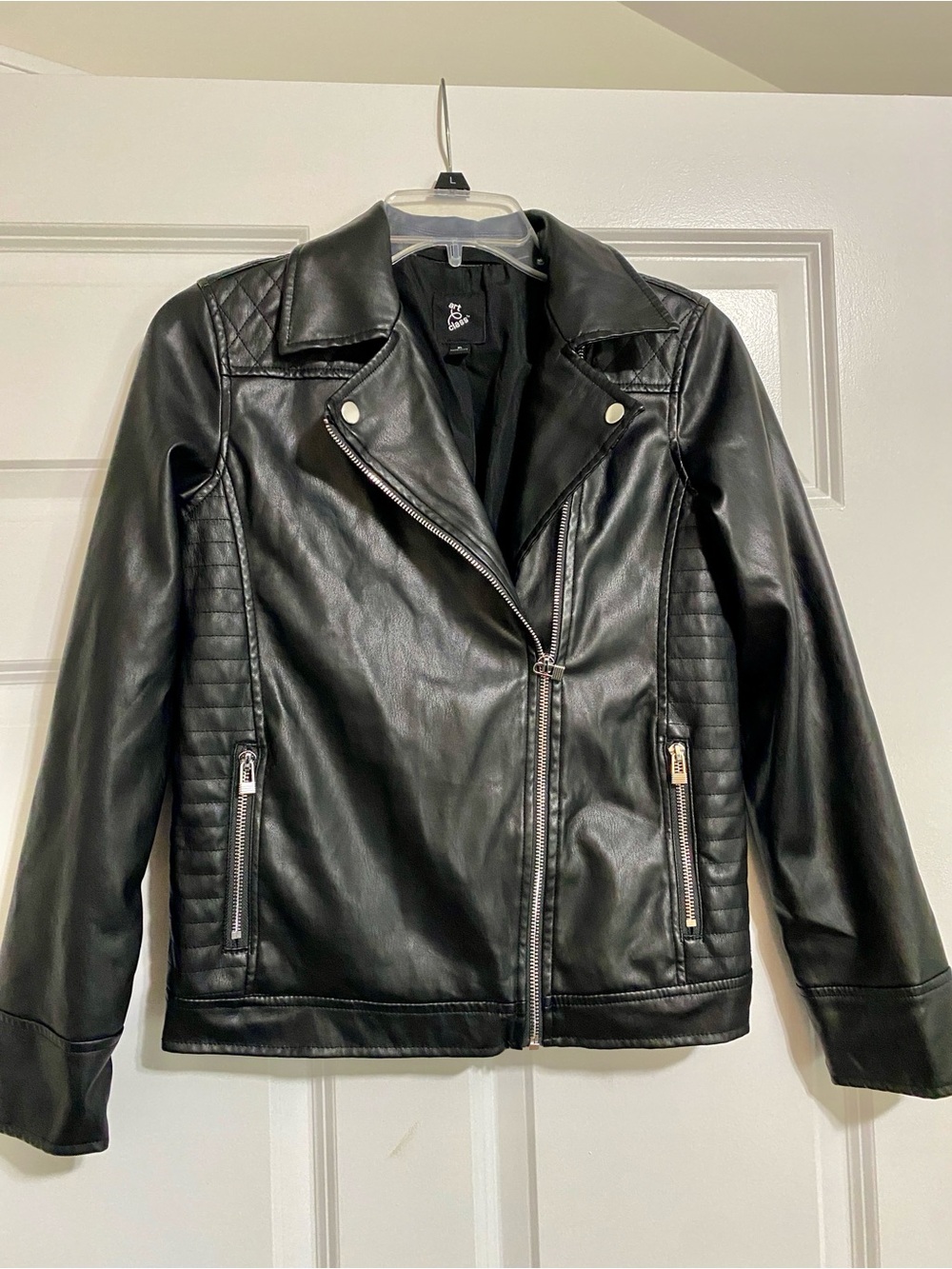 Girls Black Faux Leather Moto Jacket - Women's